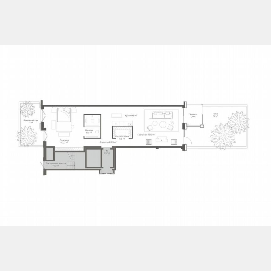 1-к. квартира, 132,9 м², 1/8 эт.