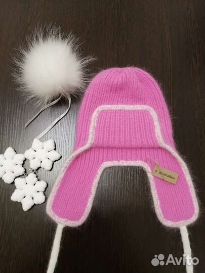 Шапка ушанка из пуха норки