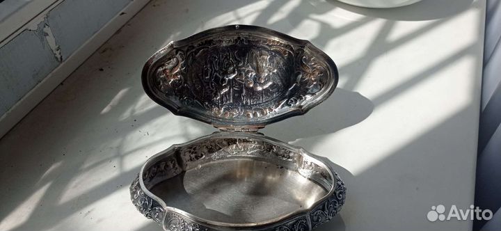 Антиквариат серебро шкатулка