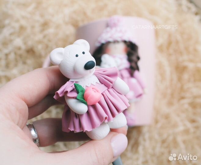 Кружка с декором из полимерной глины