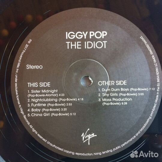 Винил Iggy Pop – The Idiot