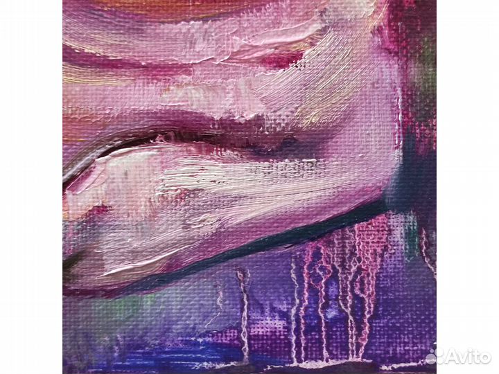 Картина кошка маслом на холсте 25х20 см