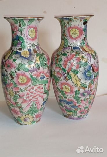Парные вазы китайский фарфор винтаж