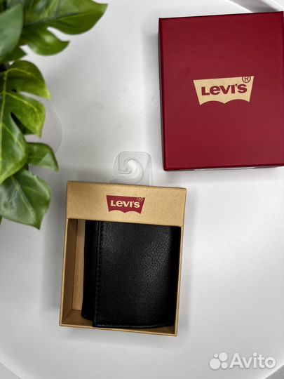 Портмоне Levis чёрное мужское кожа