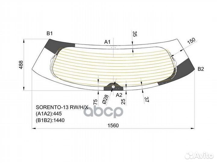 Стекло заднее с обогревом KIA sorento 12-20 SOR