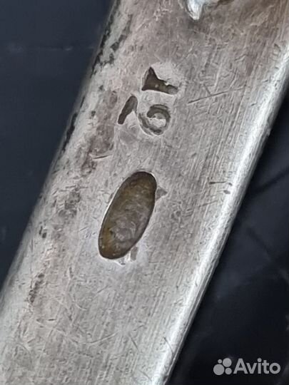 1859 год Столовая вилка, серебро 84 пробы, 21 см