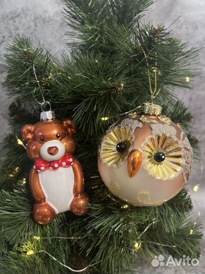 Мишка и сова-шар, елочные игрушки