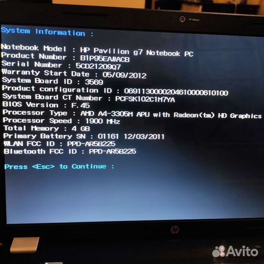 Ноутбук hp pavilion g7