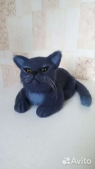 Игрушки ручной работы кот из шерсти