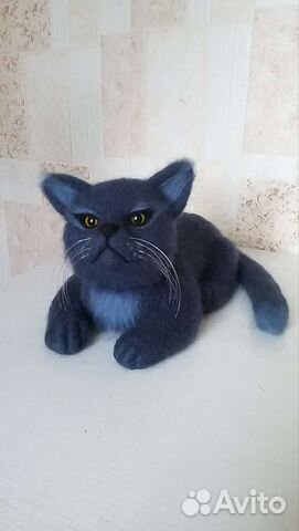 Игрушки ручной работы кот из шерсти