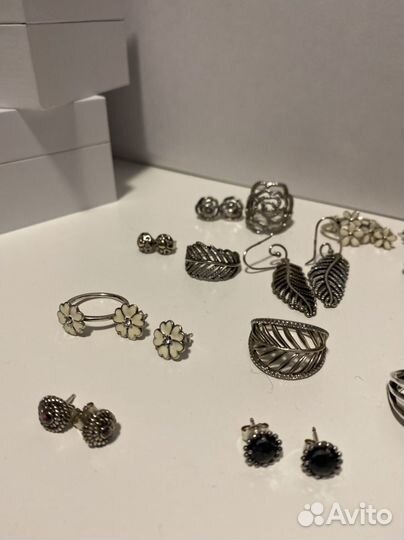 Украшения Пандора Кольца и Серьги серебро