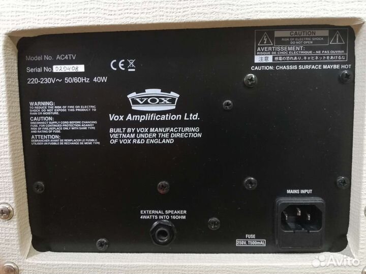 Ламповый гитарный комбоусилитель VOX AC4TV 10