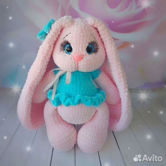 Заяц плюшевый вязаный кукла метрика