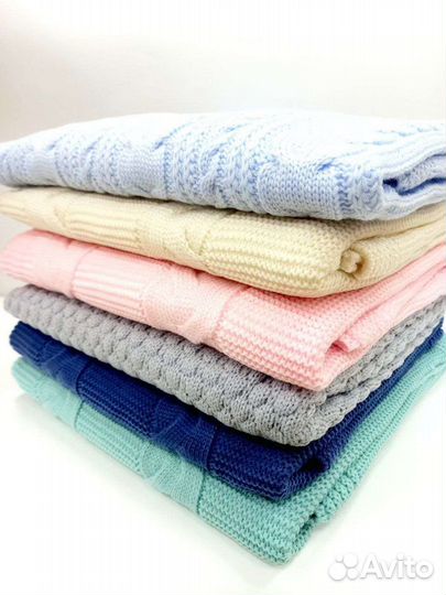 Вязаные летние пледы для на хлопковом подкладе