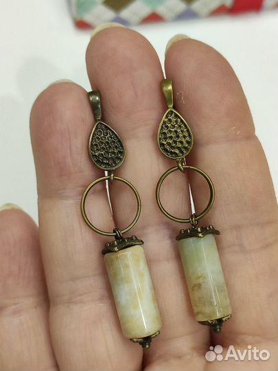 Серьги в античном стиле с агатами