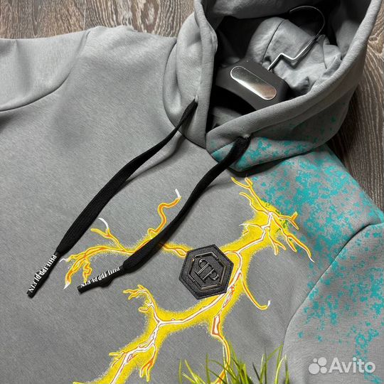 Толстовка мужская с капюшоном теплая Philip plein