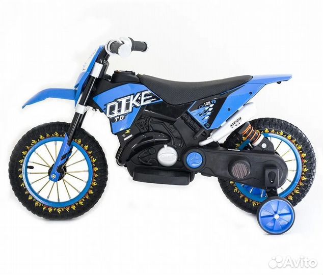 Детский кроссовый электромотоцикл Qike TD Blue 6V