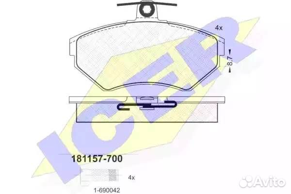 Колодки передние AD A4 VW B5 97-больше чем00 icer