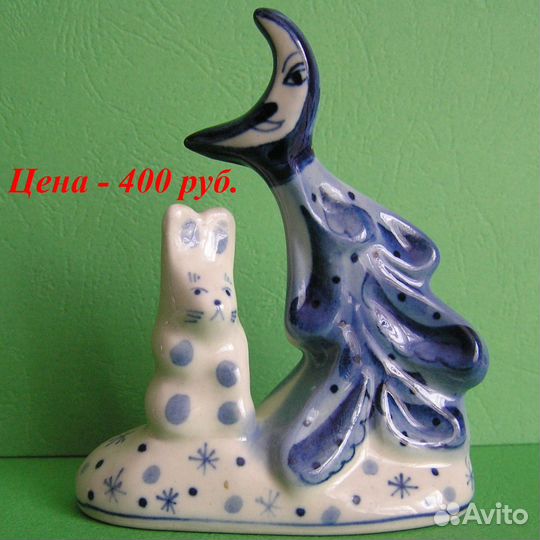 «Зайцы и кролики». Статуэтки. Фарфор. Гжель