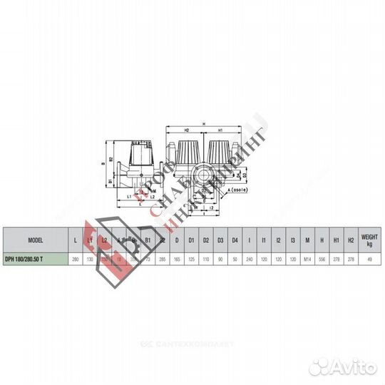 Насос DPH 180/280.50 T PN10 3х230-400В/50Гц DAB 50