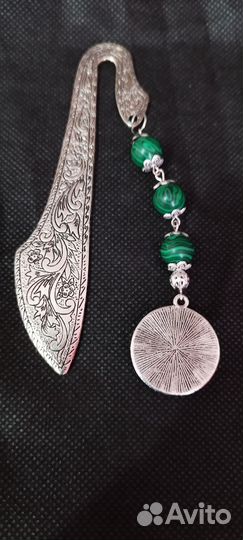 Закладка для книг ручной работы с малахитом 