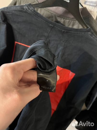 Футболка Rhude Washed Black Logo Moon Оригинал