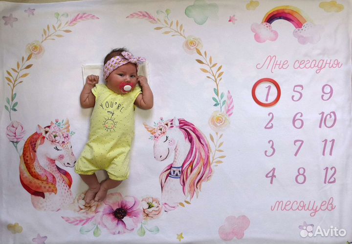 Плед для фотосессии по месяцам для малыша