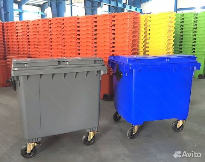 Пластиковый мусорный евроконтейнер 1100л К8143