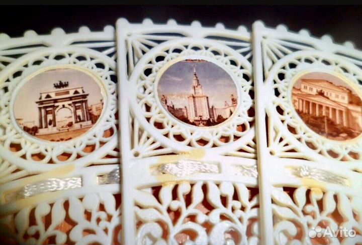 Веер ажурный винтаж СССР «Виды Москвы»