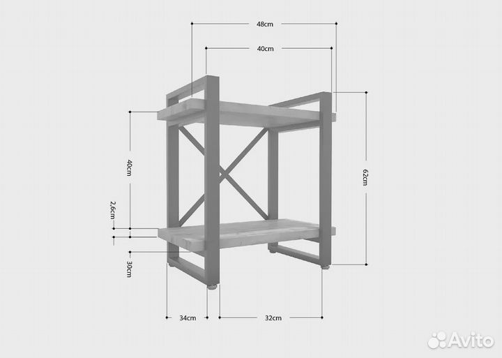 Тумба прикроватная Айсберг Лофт 40 белый/дуб крафт