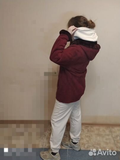 Натуральная дублёнка с капюшоном 46 р-р. Винтаж