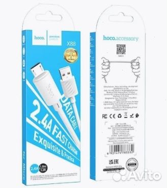 Кабель оптом. USB hoco X88, microusb, 2.4А, 1 м