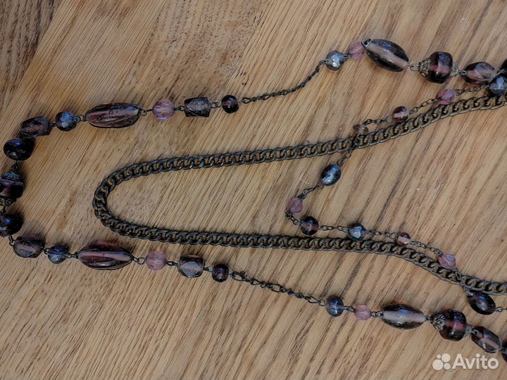 Бусы стекло и сплав. 52 см