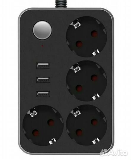 Сетевой фильтр-удлинитель 3 розетки 6 USB - 1.8m