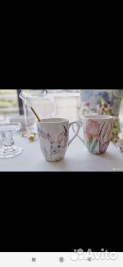 Кружка зайка в ирисах