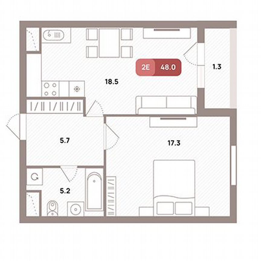 1-к. квартира, 48 м², 25/32 эт.
