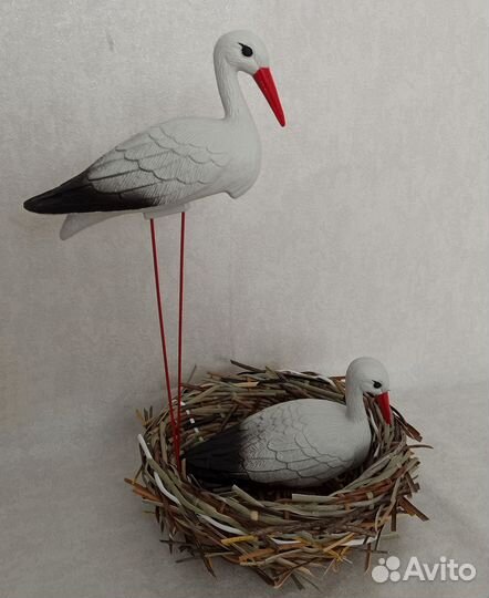 Декор. Гнездо из ротанга с аистами
