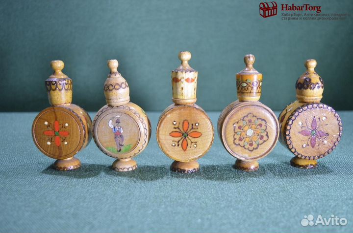 Флаконы деревянные для розового масла. Резьба. Бол