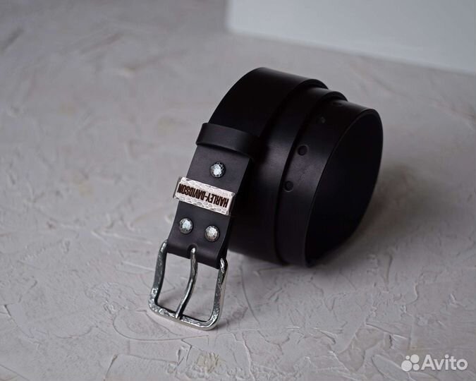 Ремень мужской кожаный с гравировкой