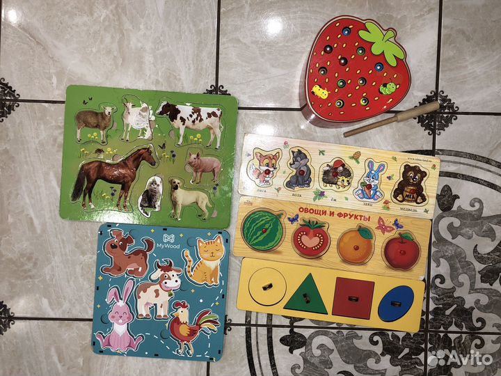 Сортеры монтессори, рыбалка магнитная, вкладыши