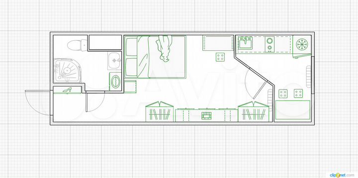 Квартира-студия, 22,3 м², 9/9 эт.