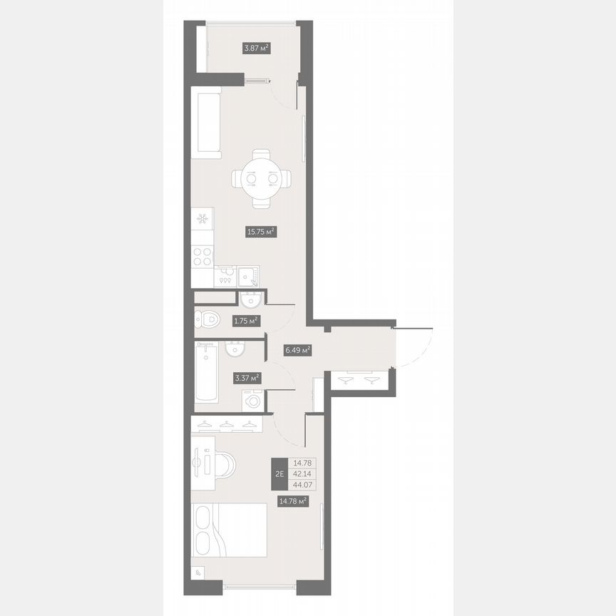1-к. квартира, 44,1 м², 2/10 эт.