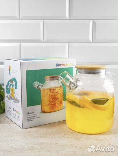 Стеклянный заварочный чайник 1,6л