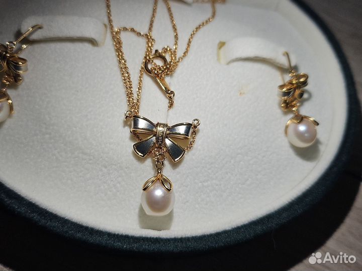 Комплект из японского золота с жемчугом