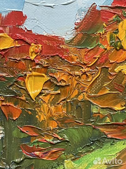 Картина маслом на холсте Пейзаж с домиком