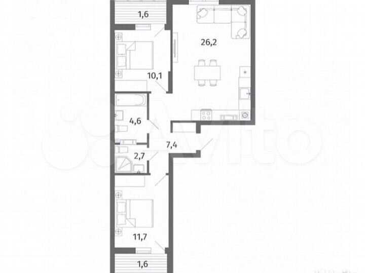 2-к. квартира, 65 м², 2/5 эт.