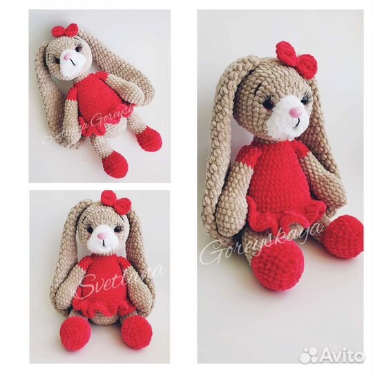 Вязаный заяц, 37 см (в наличии)