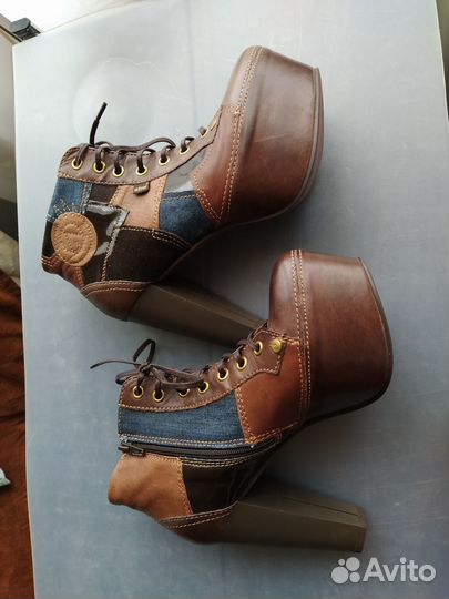 Кожаные ботильоны на высокой платформе новые 37