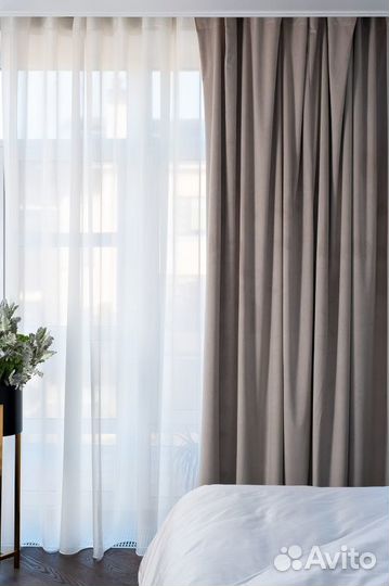 Портьера широкая с подкладом сшивная св.бежевая Ri