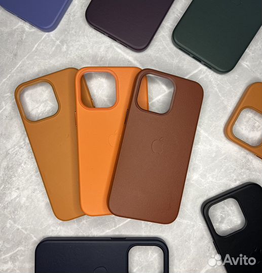 Чехол на iPhone 13 pro 14 pro Leather Case Magsafe